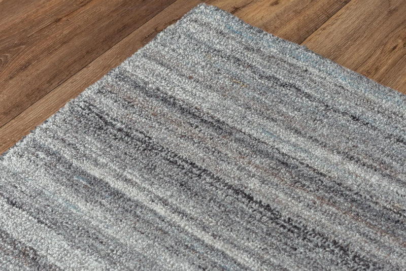 5' X 8' Gray Dark Gray And Ivory Striped Hand Tufted Area Rug Homeroots Home Decor