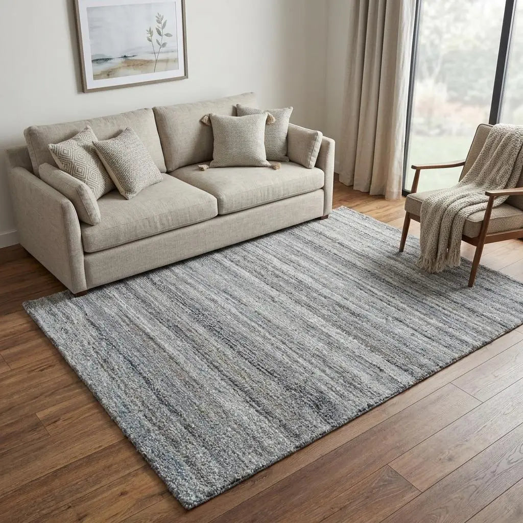 5' X 8' Gray Dark Gray And Ivory Striped Hand Tufted Area Rug Homeroots Home Decor