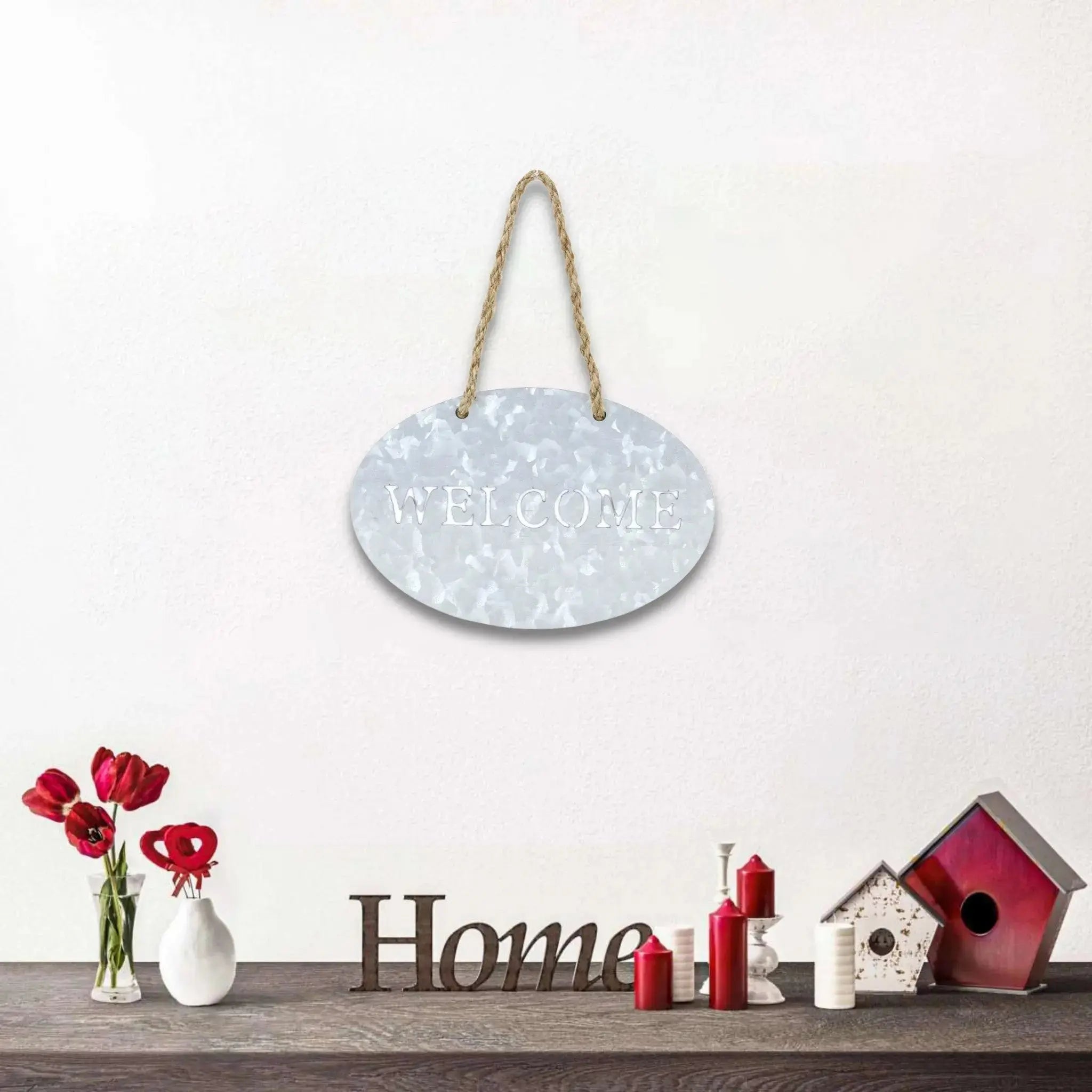 5" X 8" Gray Handcrafted Welcome Galvanized Metal Wall Decor Homeroots Home Decor