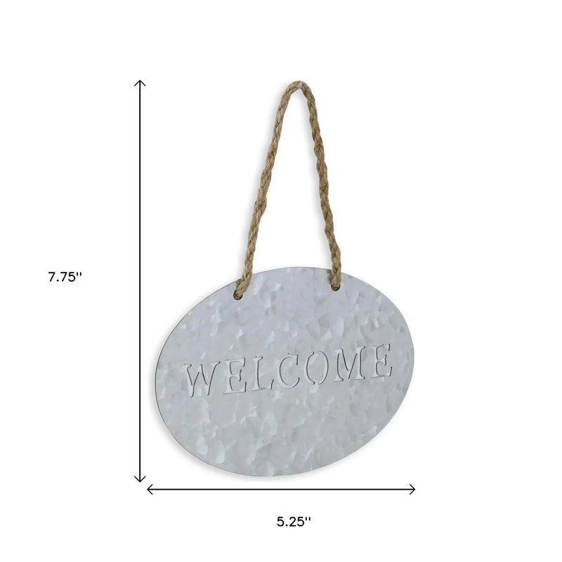 5" X 8" Gray Handcrafted Welcome Galvanized Metal Wall Decor Homeroots Home Decor