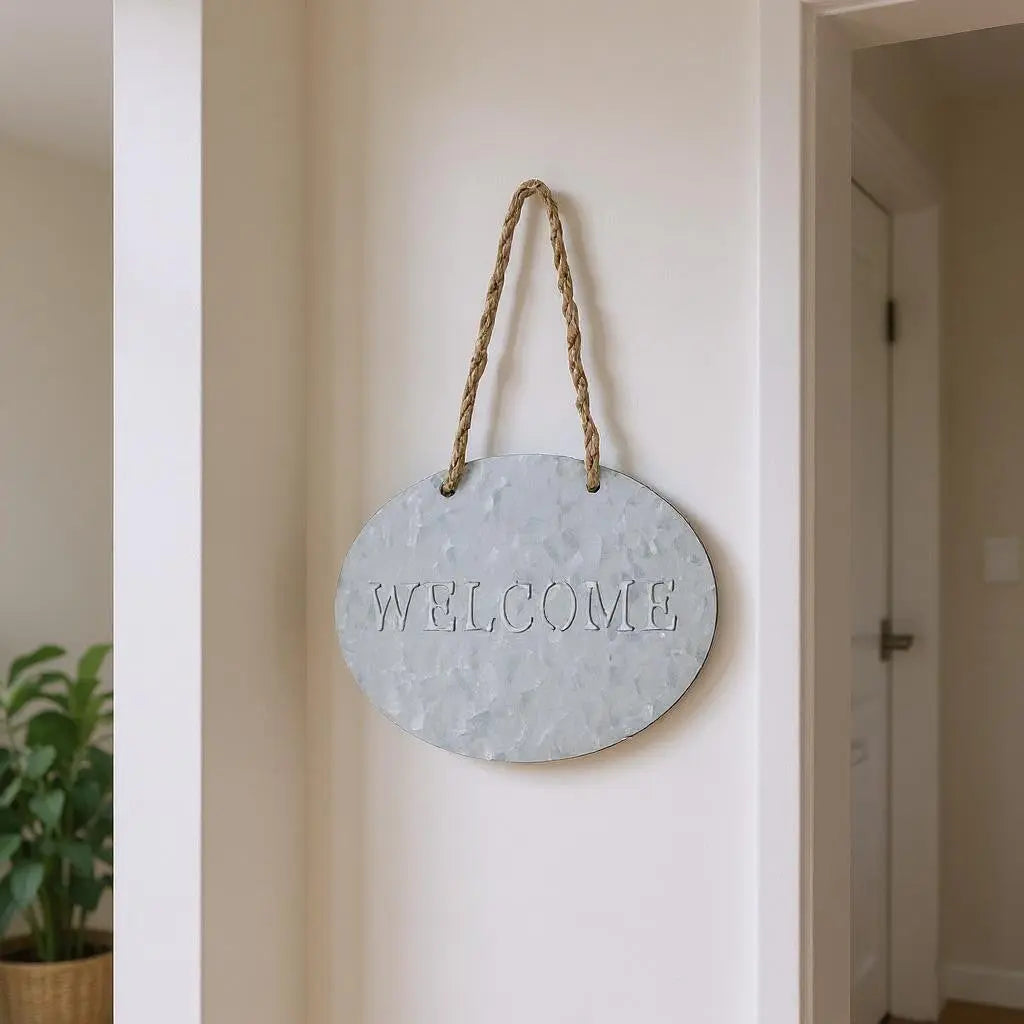 5" X 8" Gray Handcrafted Welcome Galvanized Metal Wall Decor Homeroots Home Decor