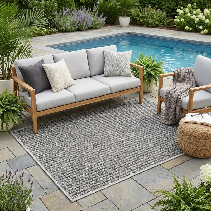 5' X 8' Gray Indoor Outdoor Area Rug Homeroots Outdoor