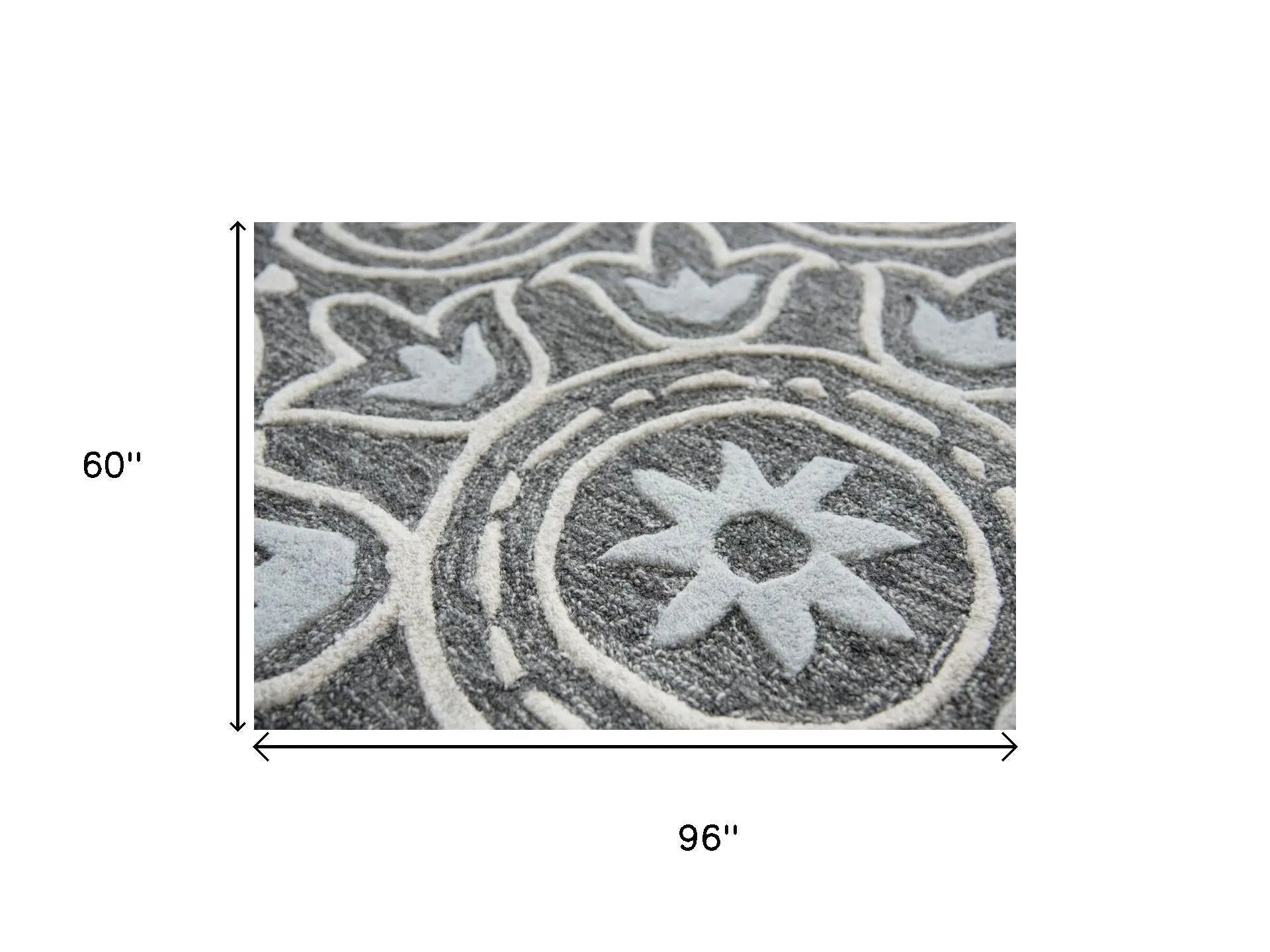 5' X 8' Gray Light Gray And Natural Wool Moroccan Hand Tufted Area Rug Homeroots Home Decor