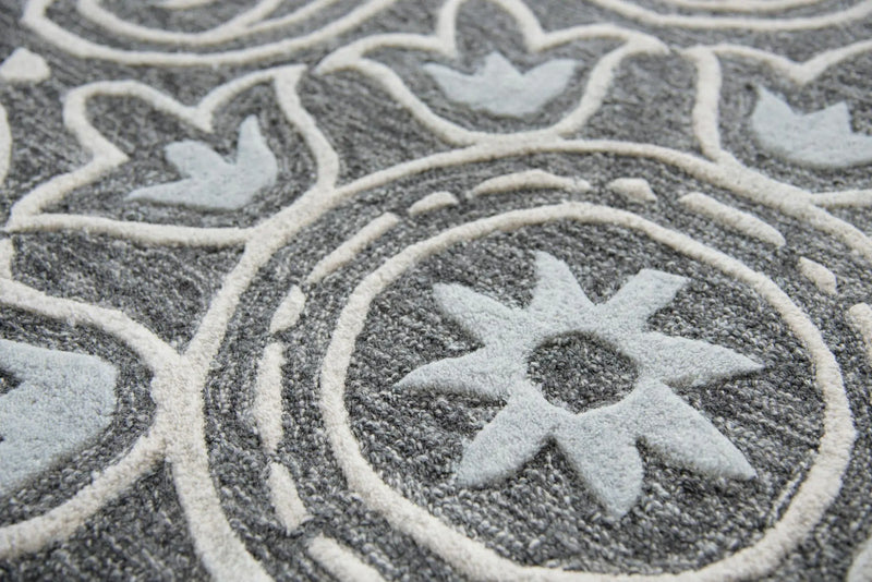 5' X 8' Gray Light Gray And Natural Wool Moroccan Hand Tufted Area Rug Homeroots Home Decor