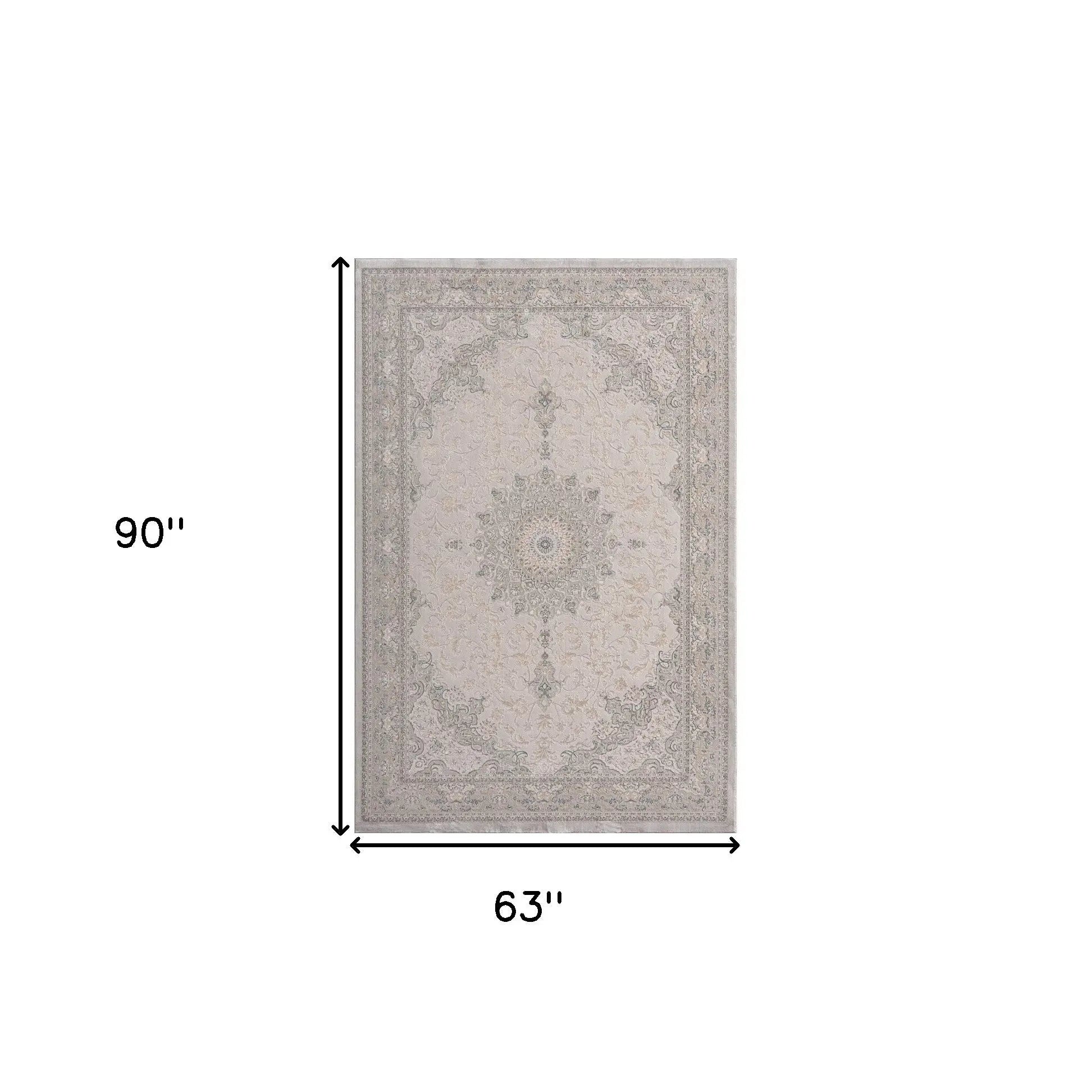 5' X 8' Gray Medallion Area Rug Homeroots Home Decor