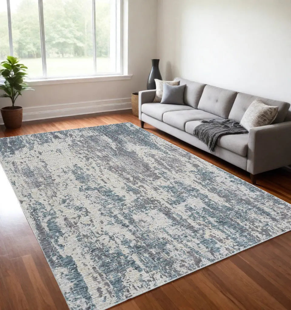 5' X 8' Gray and Ivory Abstract Area Rug Homeroots Home Decor