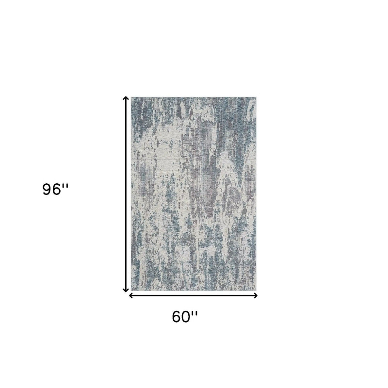 5' X 8' Gray and Ivory Abstract Area Rug Homeroots Home Decor