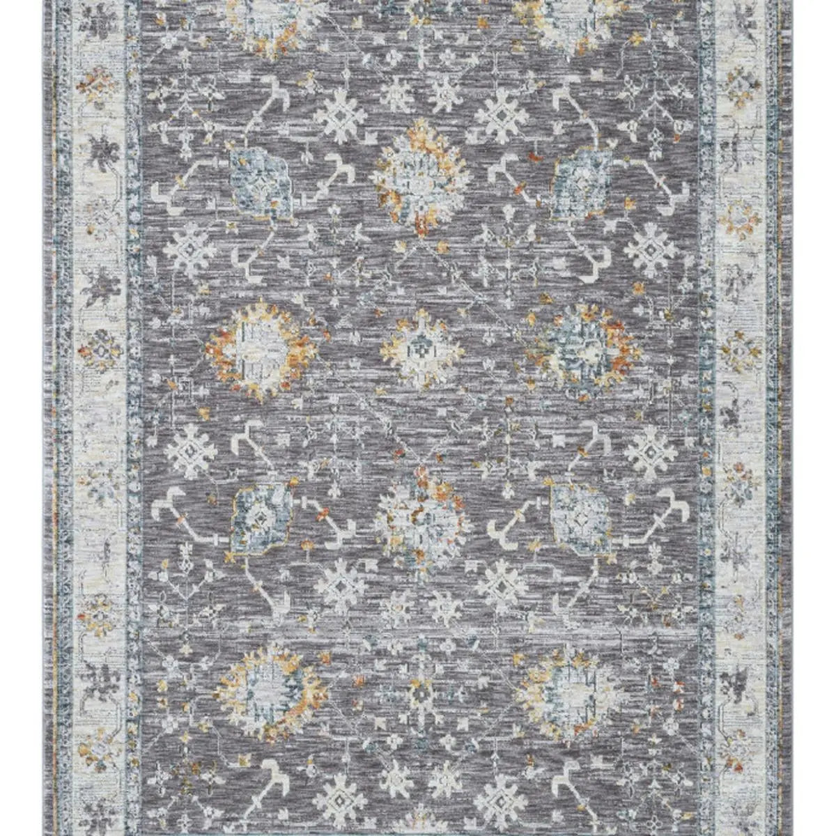 5' X 8' Gray and Ivory Floral Area Rug Homeroots Home Decor