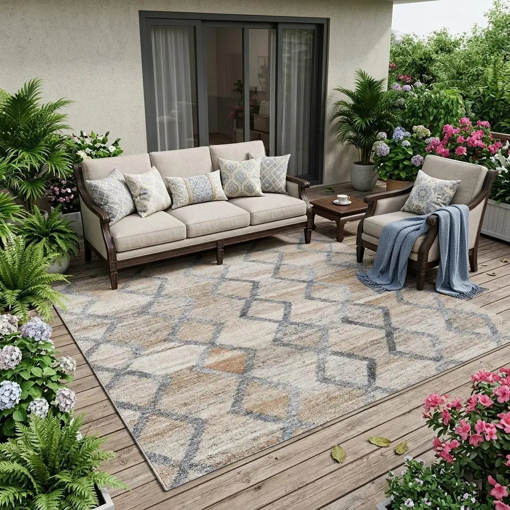 5' X 8' Gray and Ivory Geometric Hand Woven Area Rug With Fringe Homeroots Outdoor