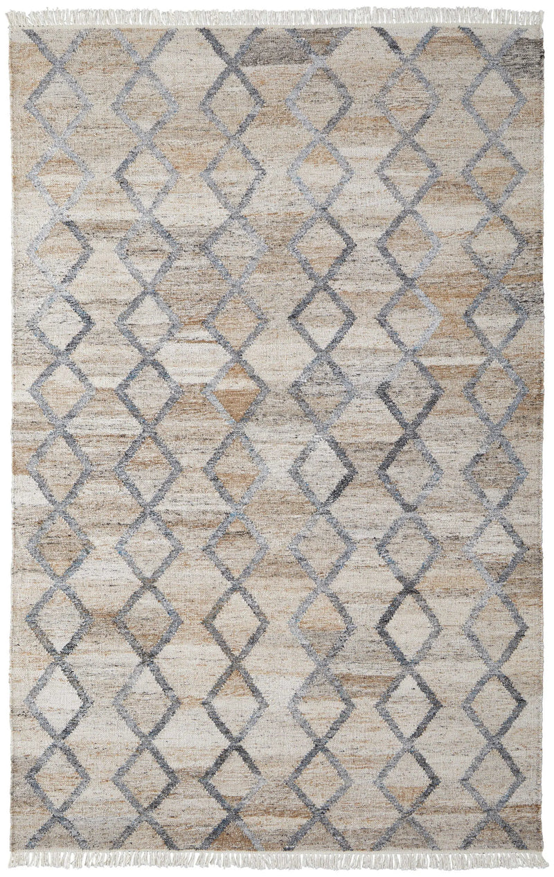 5' X 8' Gray and Ivory Geometric Hand Woven Area Rug With Fringe Homeroots Outdoor