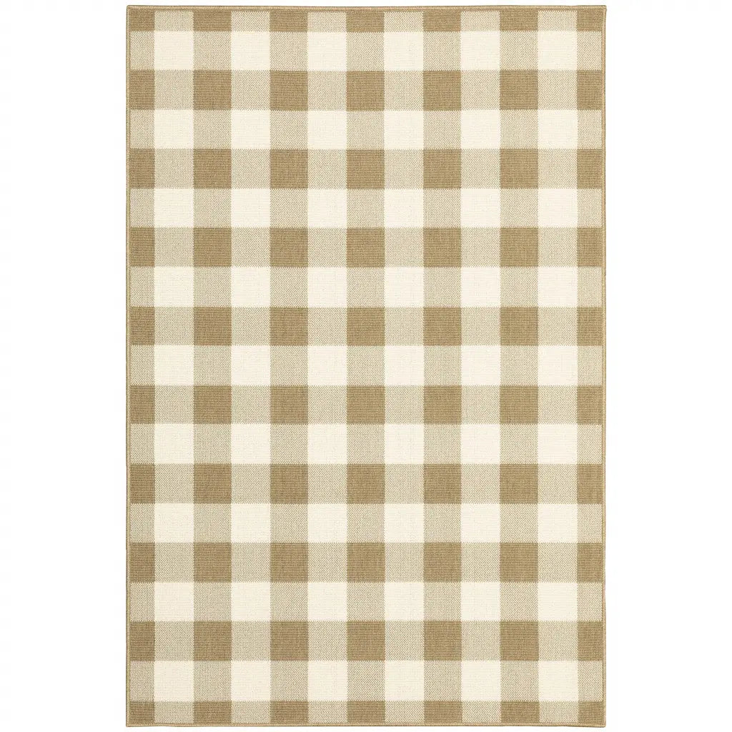 5' X 8' Gray and Ivory Geometric Stain Resistant Indoor Outdoor Area Rug Homeroots Outdoor
