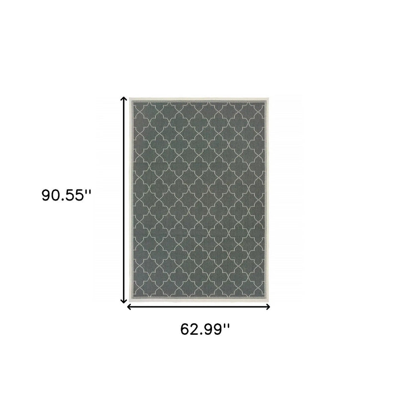 5' X 8' Gray and Ivory Geometric Stain Resistant Indoor Outdoor Area Rug Homeroots Outdoor