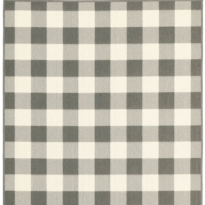 5' X 8' Gray and Ivory Indoor Outdoor Area Rug Homeroots Outdoor
