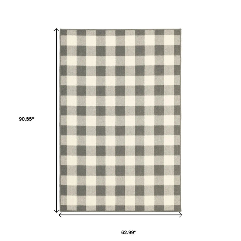 5' X 8' Gray and Ivory Indoor Outdoor Area Rug Homeroots Outdoor