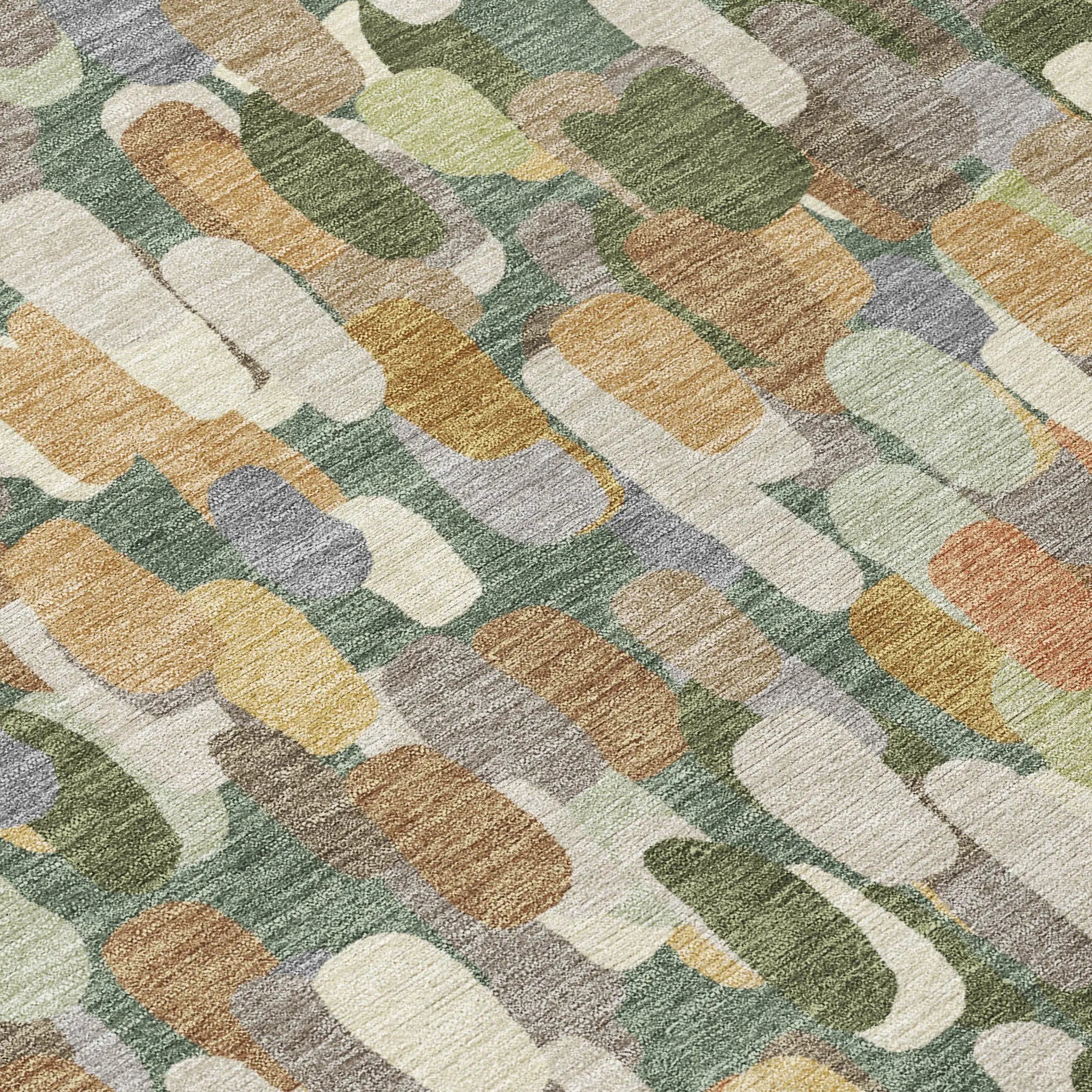 5' X 8' Green And Beige Abstract Washable Indoor Outdoor Area Rug Homeroots Outdoor