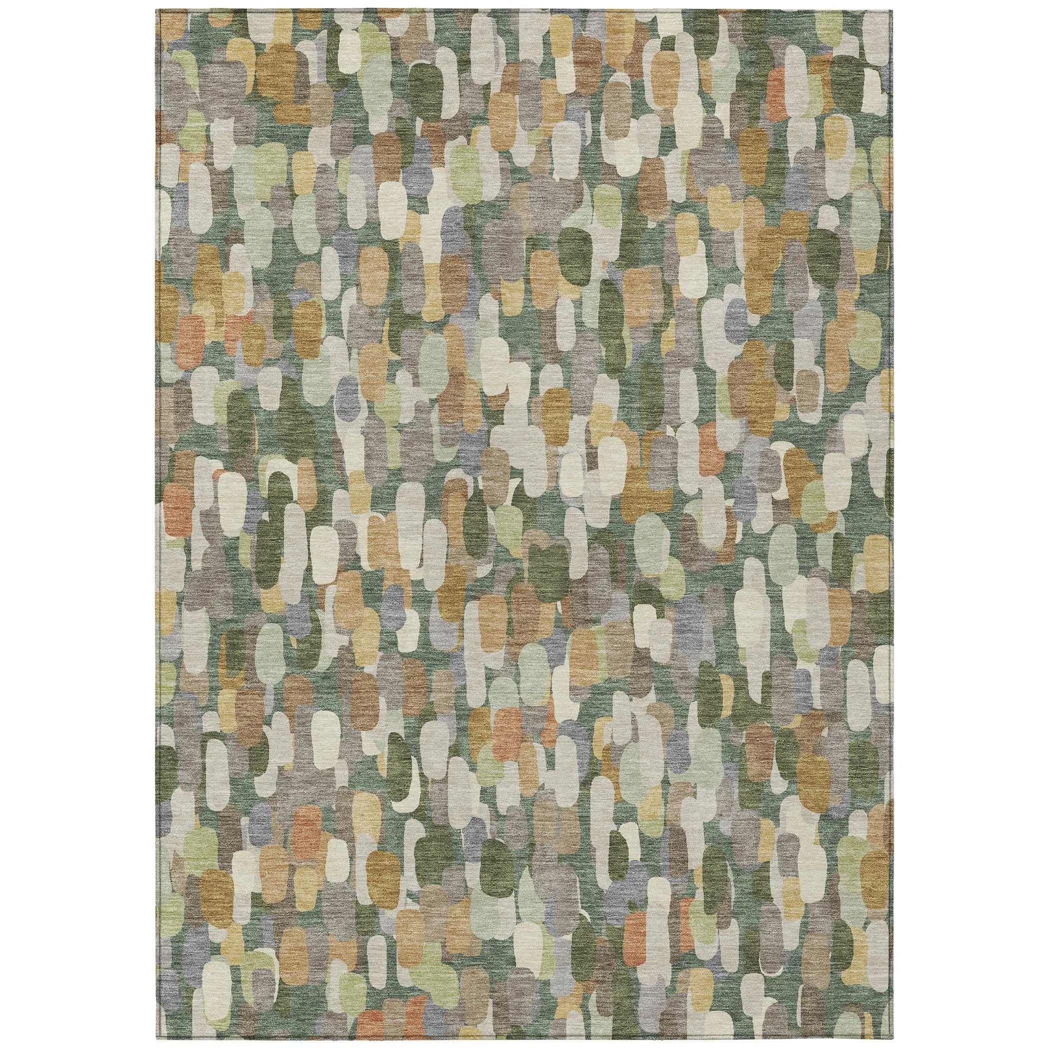 5' X 8' Green And Beige Abstract Washable Indoor Outdoor Area Rug Homeroots Outdoor
