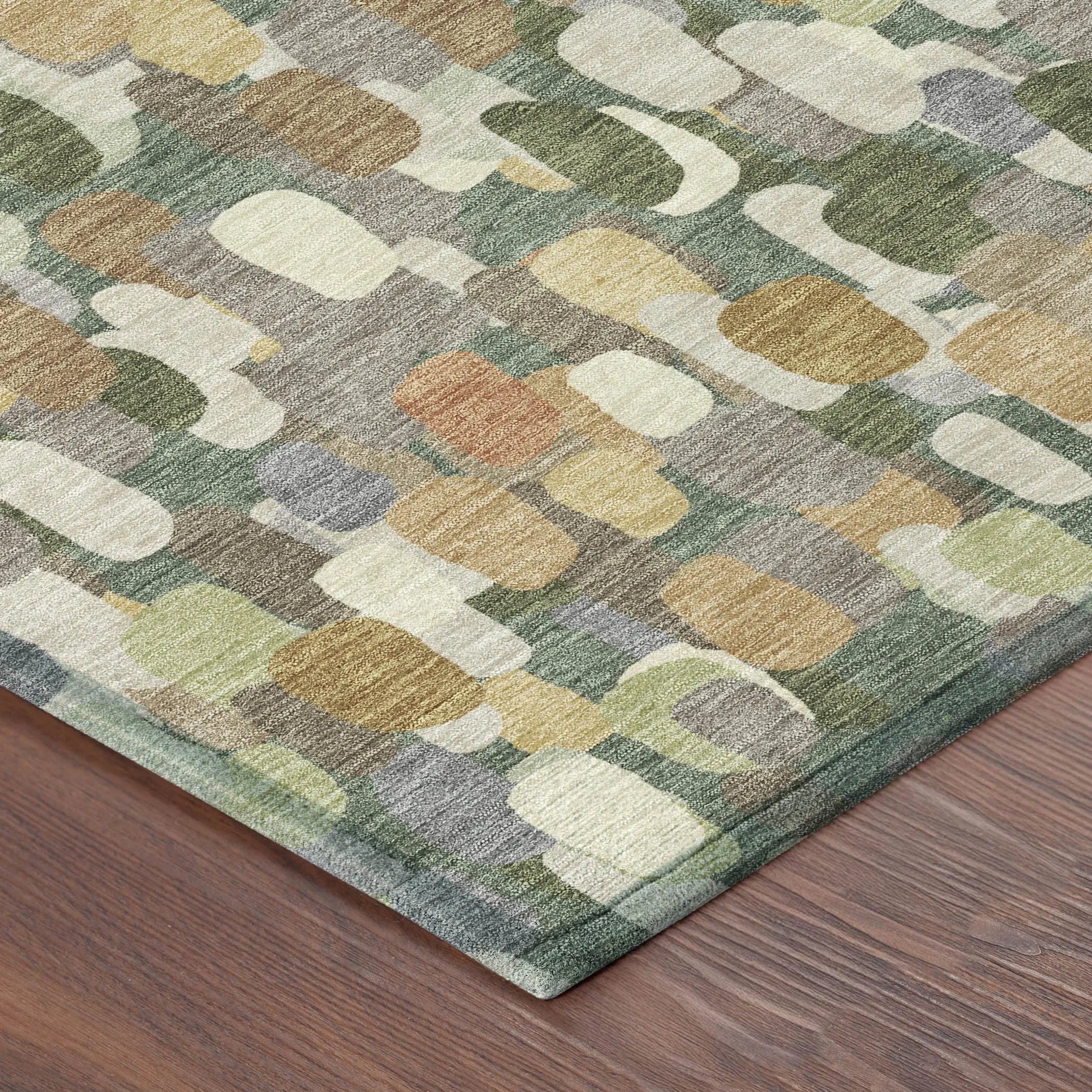 5' X 8' Green And Beige Abstract Washable Indoor Outdoor Area Rug Homeroots Outdoor