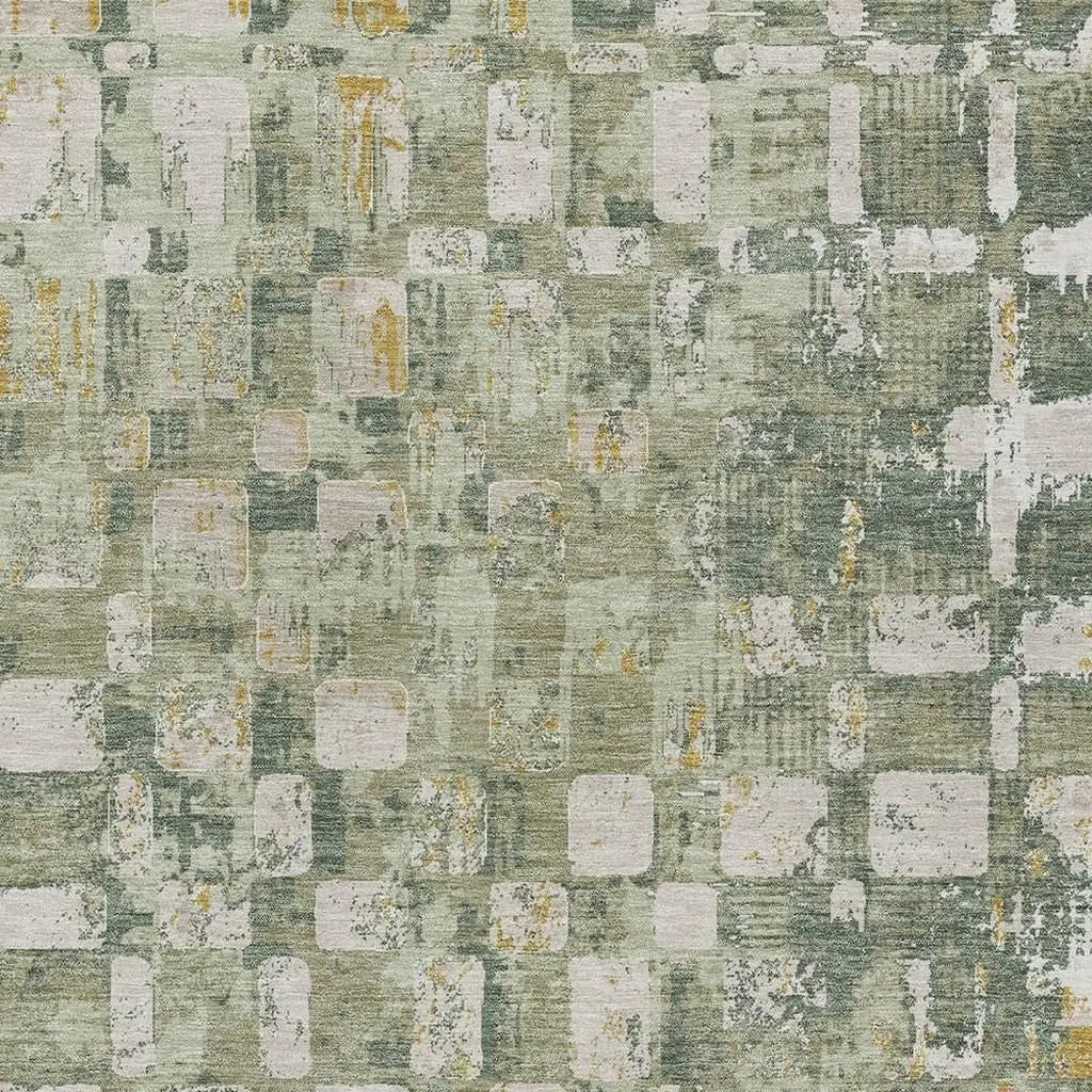 5' X 8' Green And Beige Abstract Washable Indoor Outdoor Area Rug Homeroots Outdoor