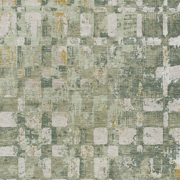 5' X 8' Green And Beige Abstract Washable Indoor Outdoor Area Rug Homeroots Outdoor