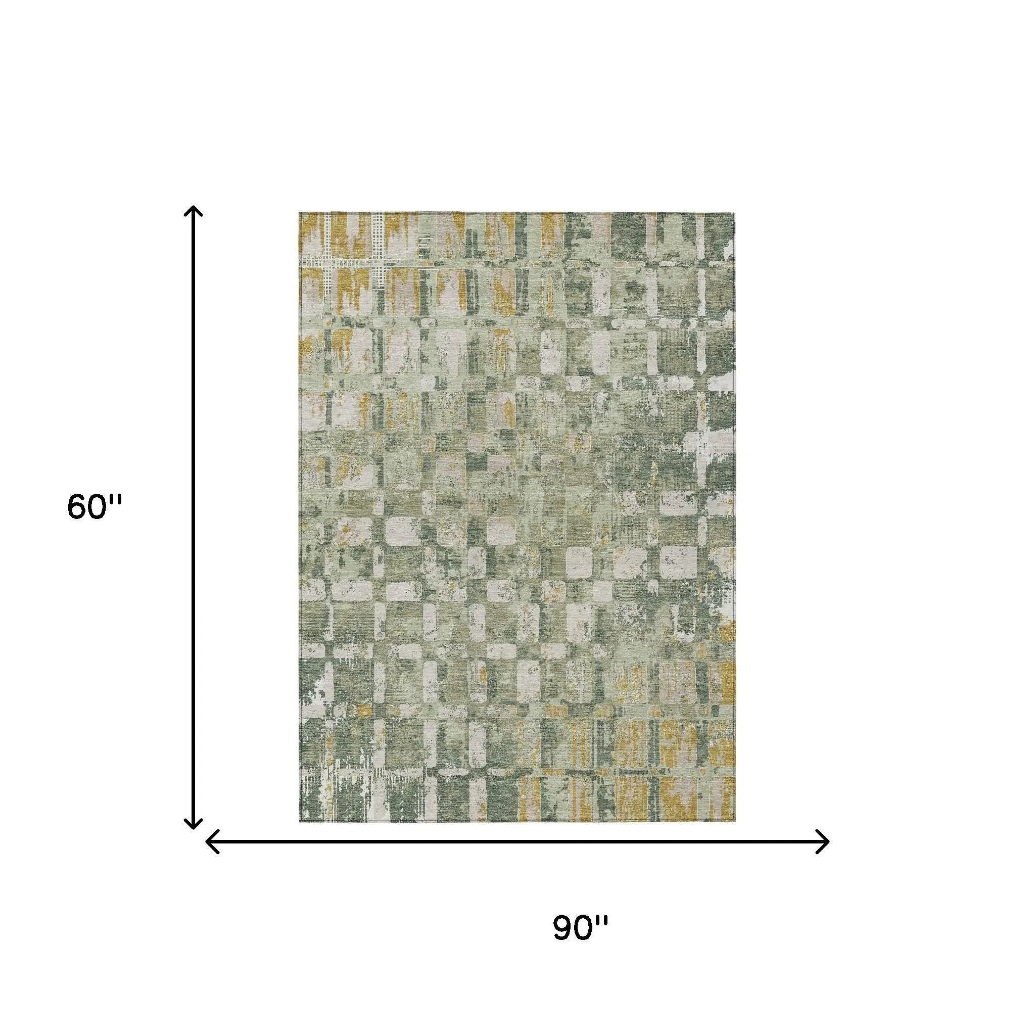 5' X 8' Green And Beige Abstract Washable Indoor Outdoor Area Rug Homeroots Outdoor