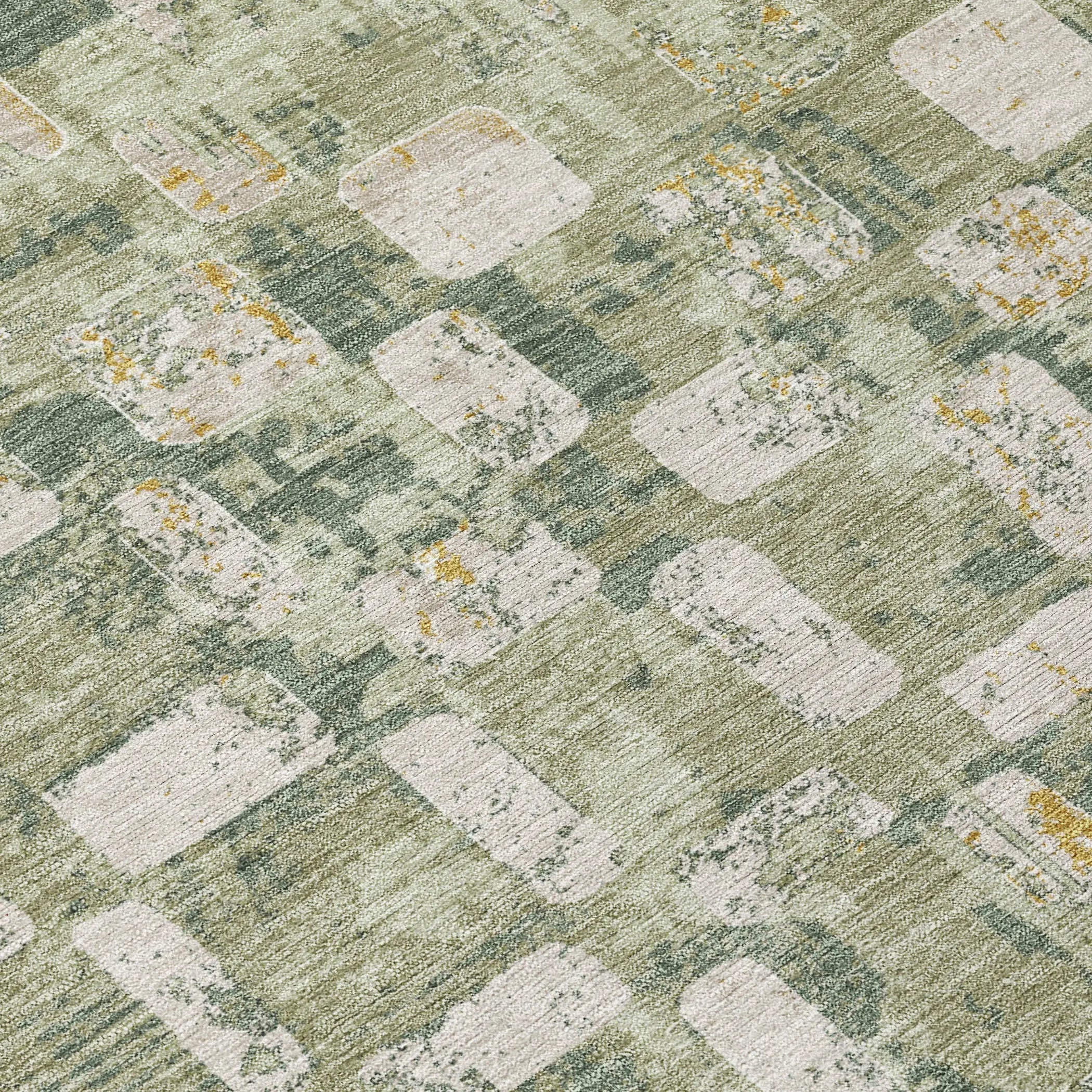 5' X 8' Green And Beige Abstract Washable Indoor Outdoor Area Rug Homeroots Outdoor