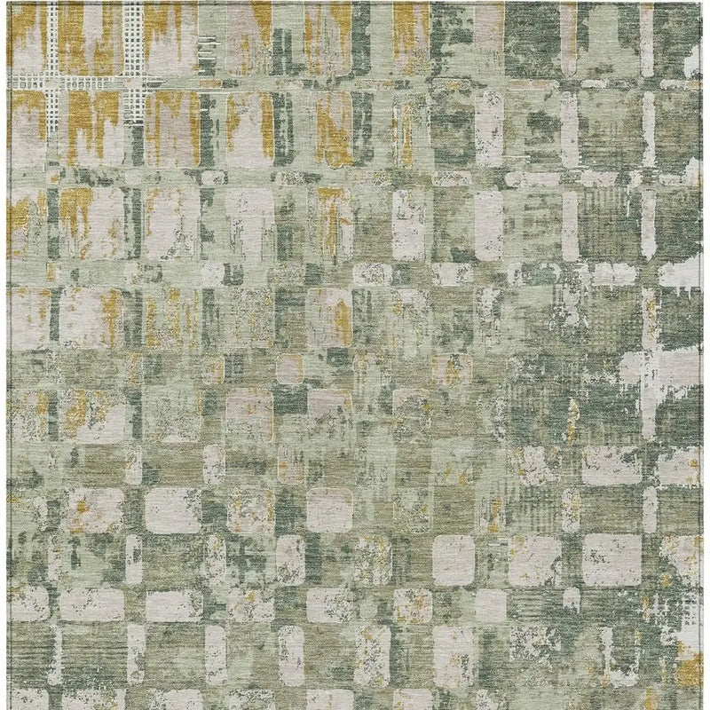 5' X 8' Green And Beige Abstract Washable Indoor Outdoor Area Rug Homeroots Outdoor