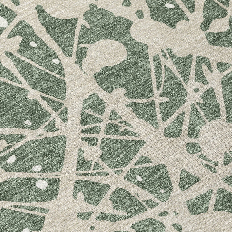5' X 8' Green And Beige Abstract Washable Indoor Outdoor Area Rug Homeroots Outdoor