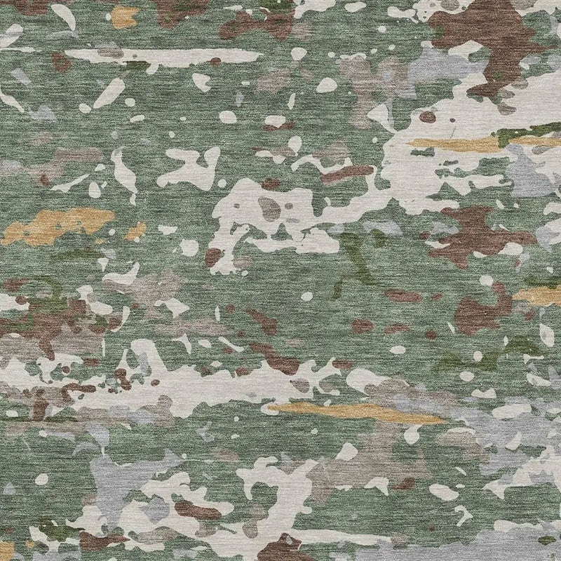 5' X 8' Green And Beige Abstract Washable Indoor Outdoor Area Rug Homeroots Outdoor