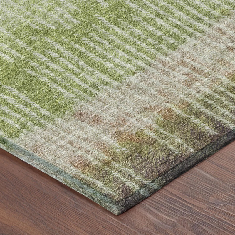 5' X 8' Green And Beige Abstract Washable Indoor Outdoor Area Rug Homeroots Outdoor