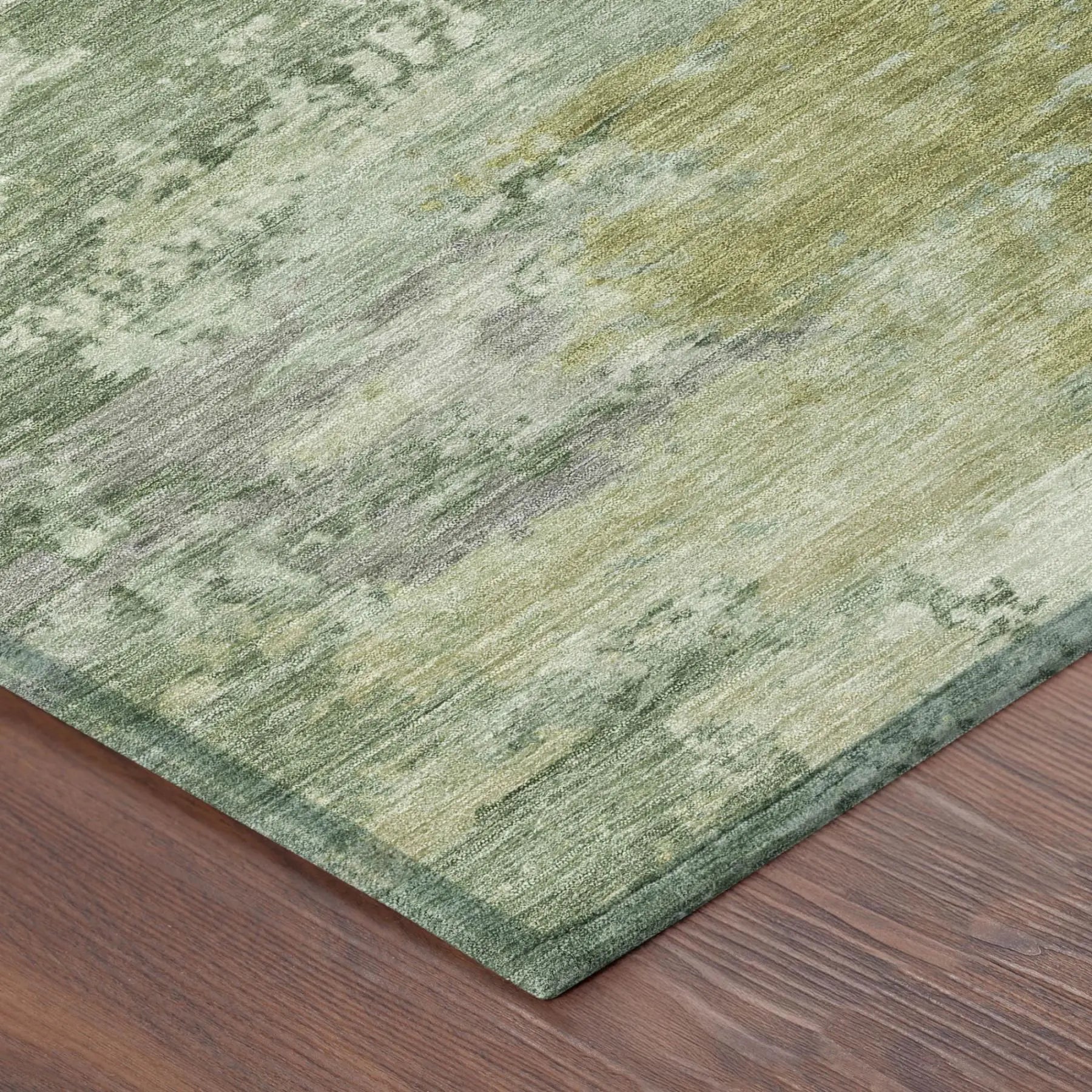 5' X 8' Green And Beige Abstract Washable Indoor Outdoor Area Rug Homeroots Outdoor
