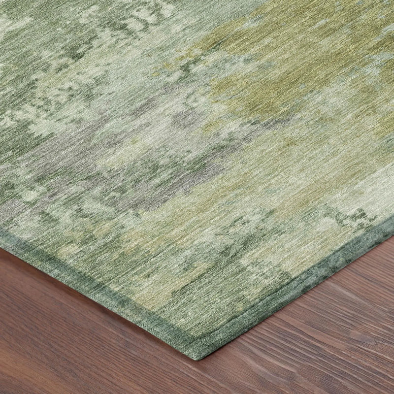 5' X 8' Green And Beige Abstract Washable Indoor Outdoor Area Rug Homeroots Outdoor