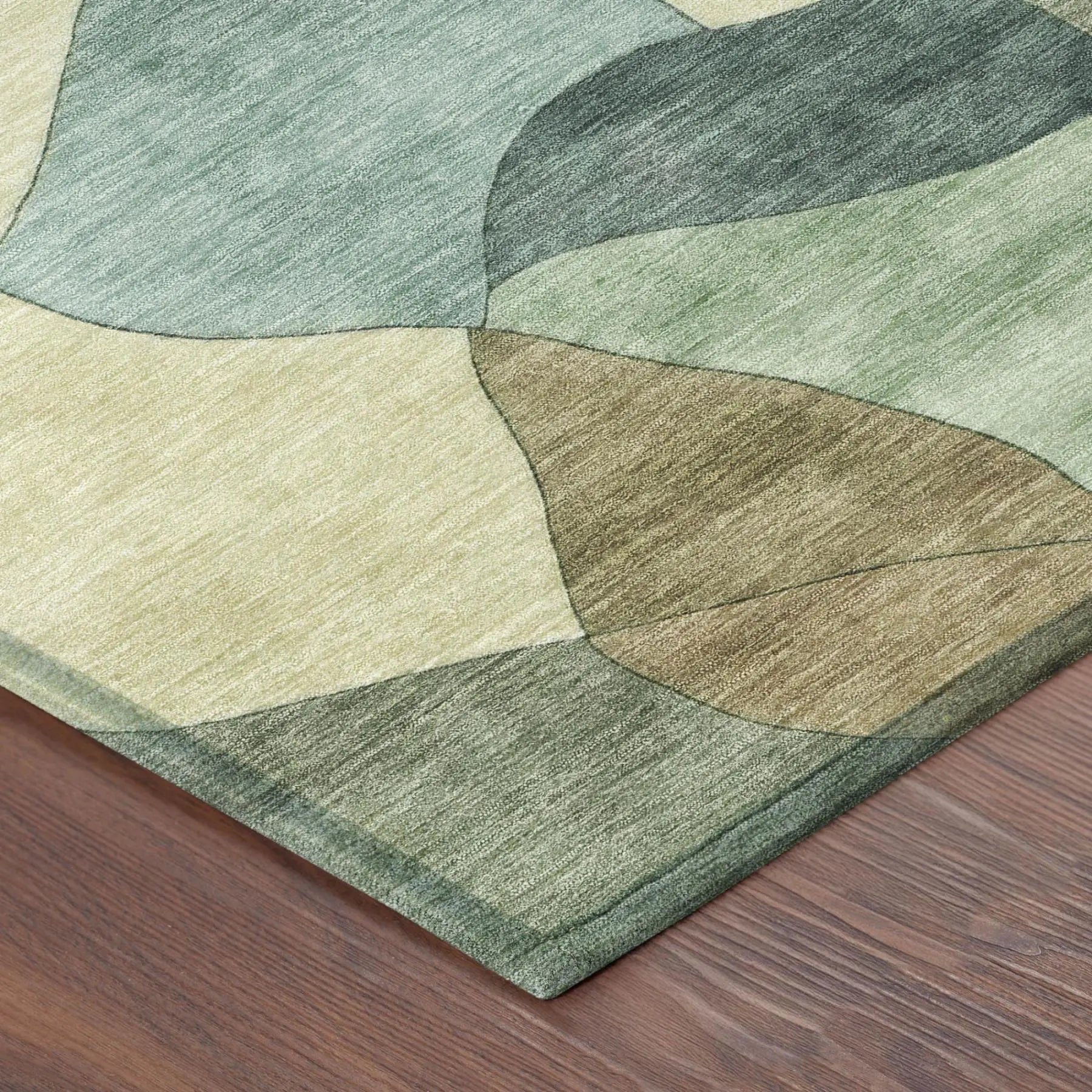 5' X 8' Green And Beige Abstract Washable Indoor Outdoor Area Rug Homeroots Outdoor