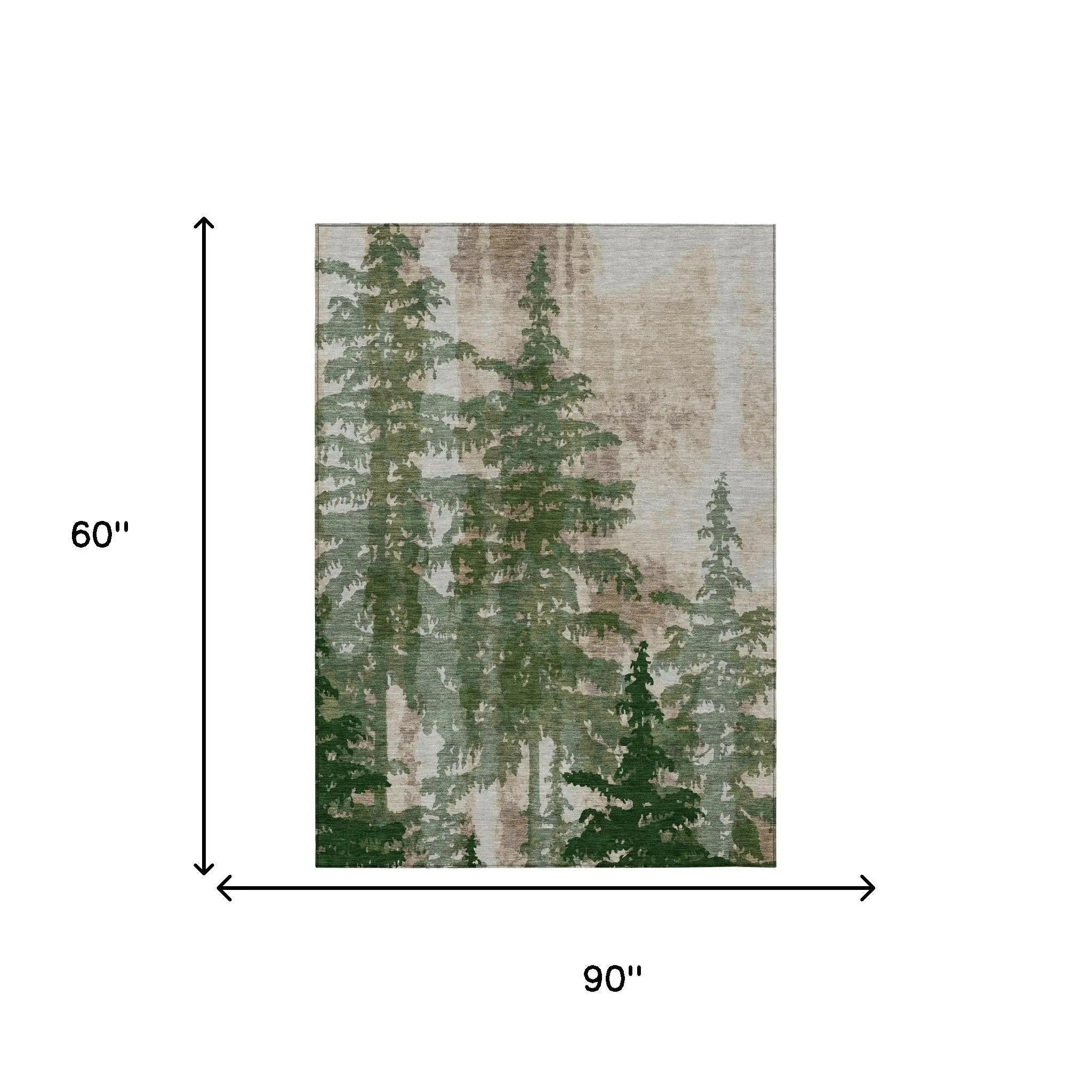 5' X 8' Green And Beige Floral Washable Indoor Outdoor Area Rug Homeroots Outdoor