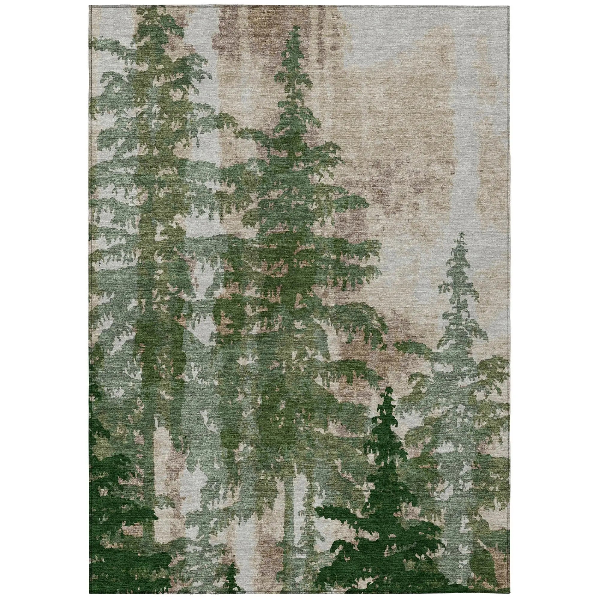 5' X 8' Green And Beige Floral Washable Indoor Outdoor Area Rug Homeroots Outdoor