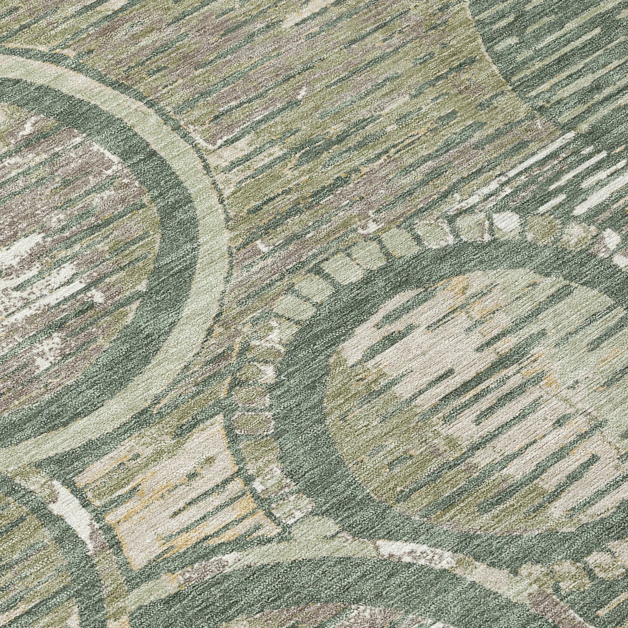 5' X 8' Green And Beige Geometric Washable Indoor Outdoor Area Rug Homeroots Outdoor