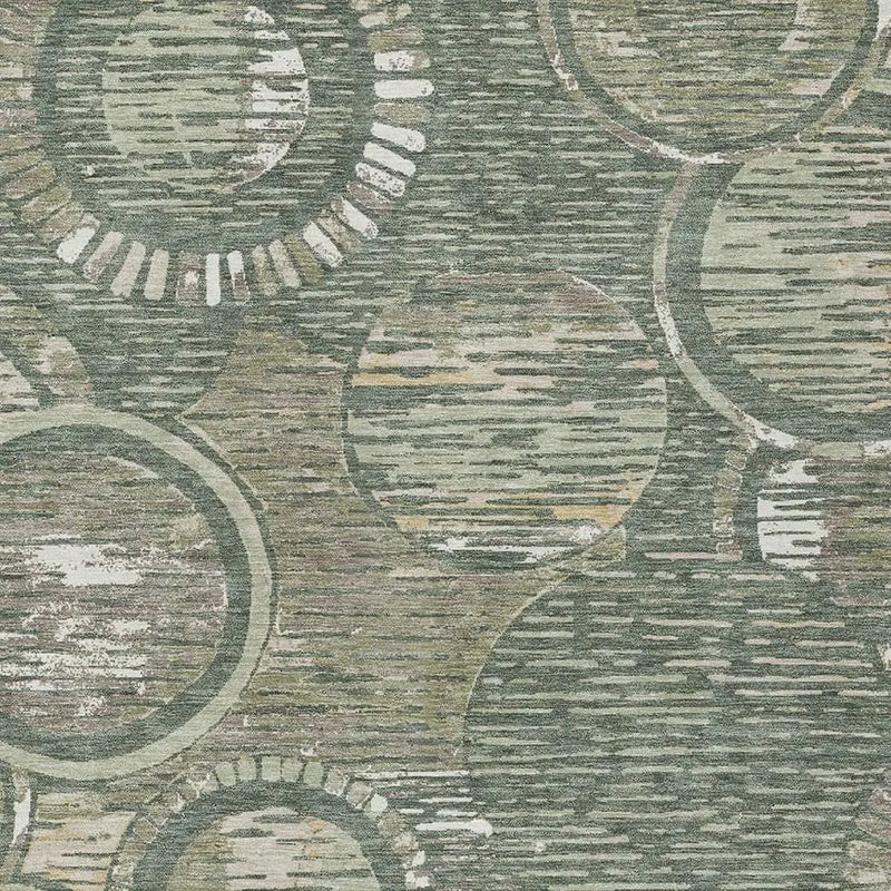 5' X 8' Green And Beige Geometric Washable Indoor Outdoor Area Rug Homeroots Outdoor