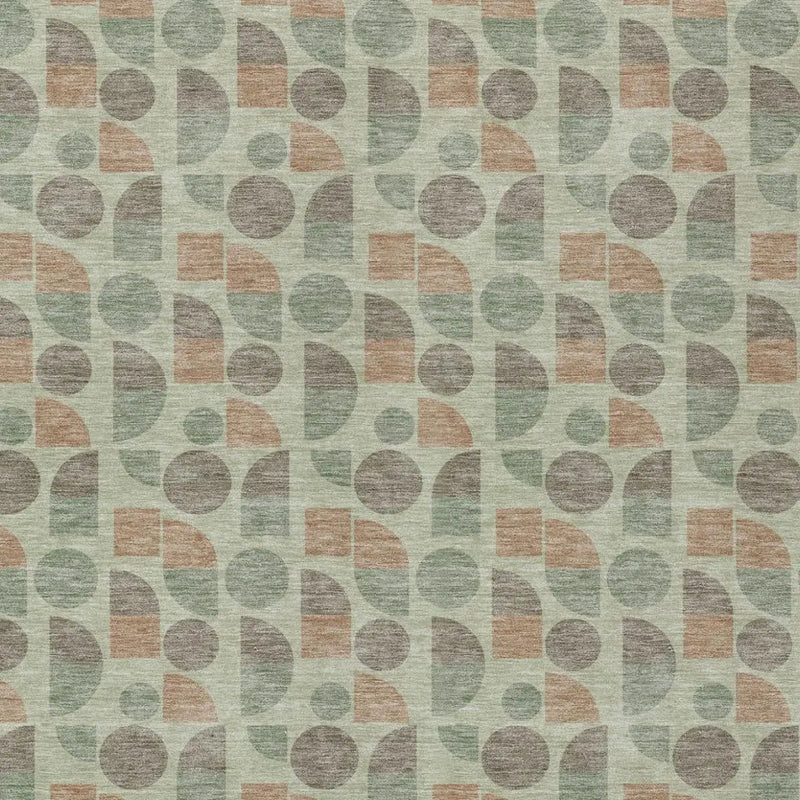 5' X 8' Green And Beige Geometric Washable Indoor Outdoor Area Rug Homeroots Outdoor