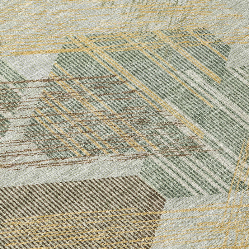 5' X 8' Green And Beige Geometric Washable Indoor Outdoor Area Rug Homeroots Outdoor