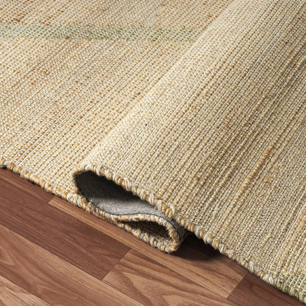 5' X 8' Green And Beige Jute Abstract Hand Woven Area Rug Homeroots Home Decor