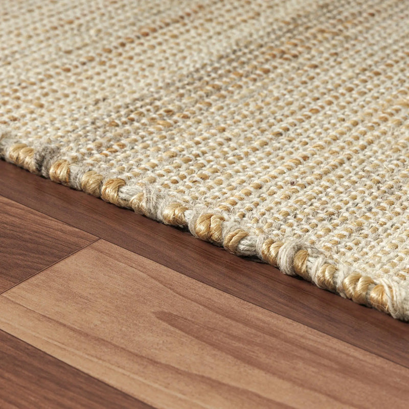 5' X 8' Green And Beige Jute Abstract Hand Woven Area Rug Homeroots Home Decor