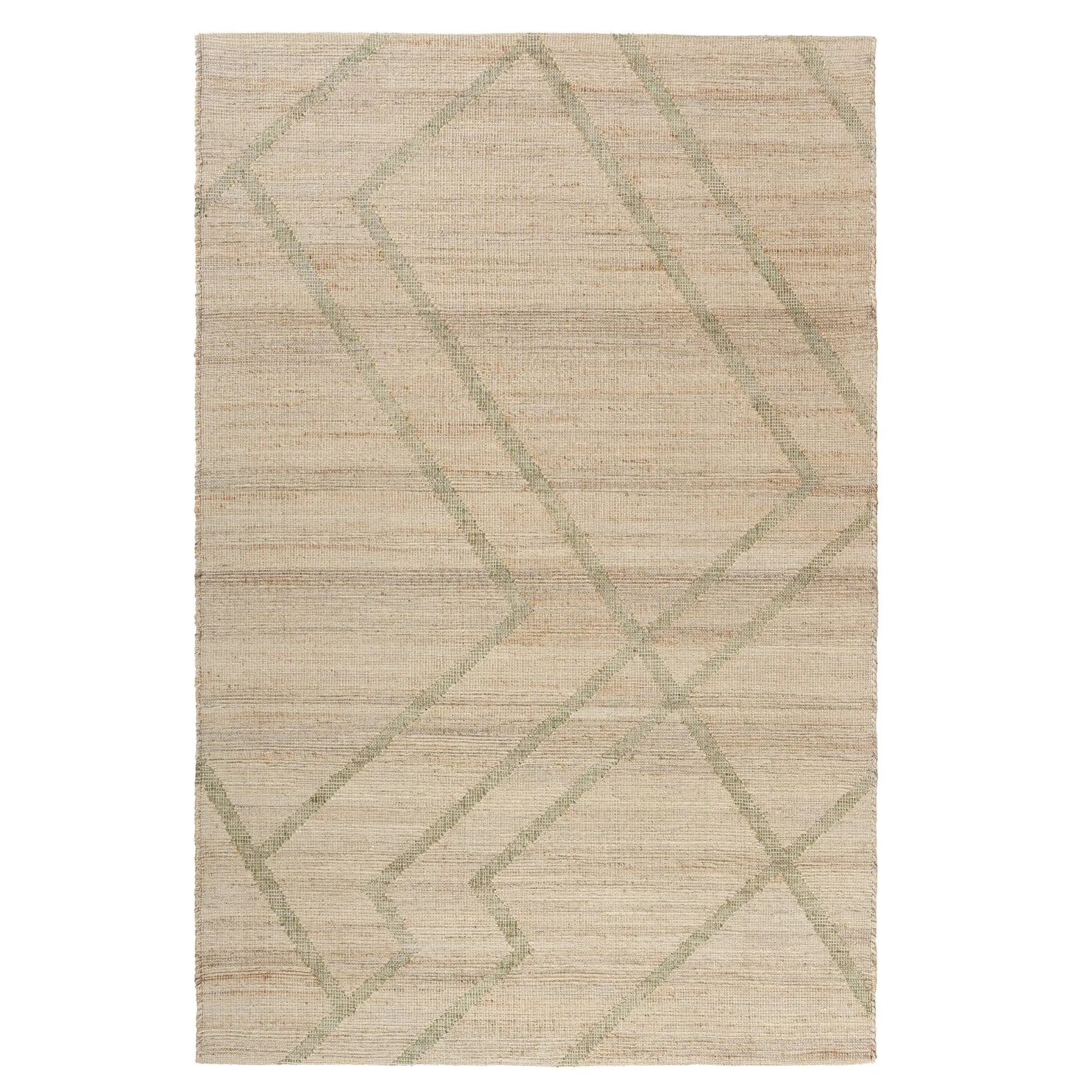 5' X 8' Green And Beige Jute Abstract Hand Woven Area Rug Homeroots Home Decor