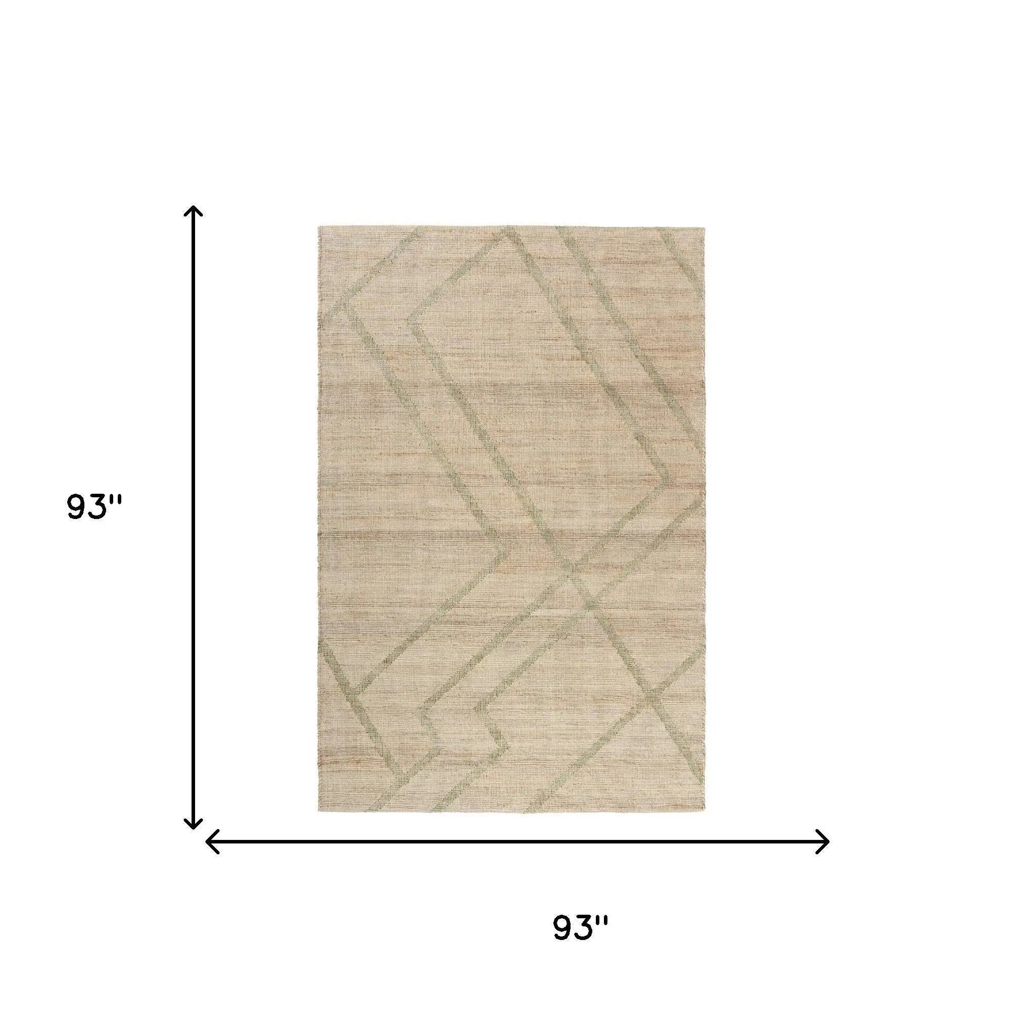 5' X 8' Green And Beige Jute Abstract Hand Woven Area Rug Homeroots Home Decor