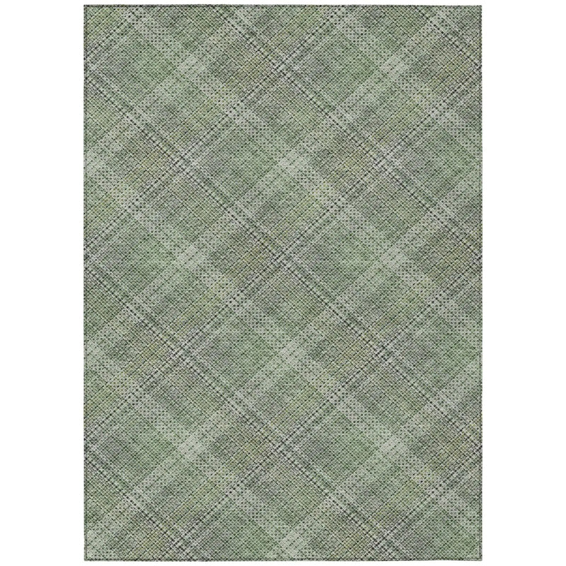 5' X 8' Green And Beige Plaid Washable Indoor Outdoor Area Rug Homeroots Outdoor