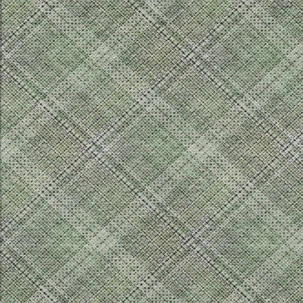 5' X 8' Green And Beige Plaid Washable Indoor Outdoor Area Rug Homeroots Outdoor