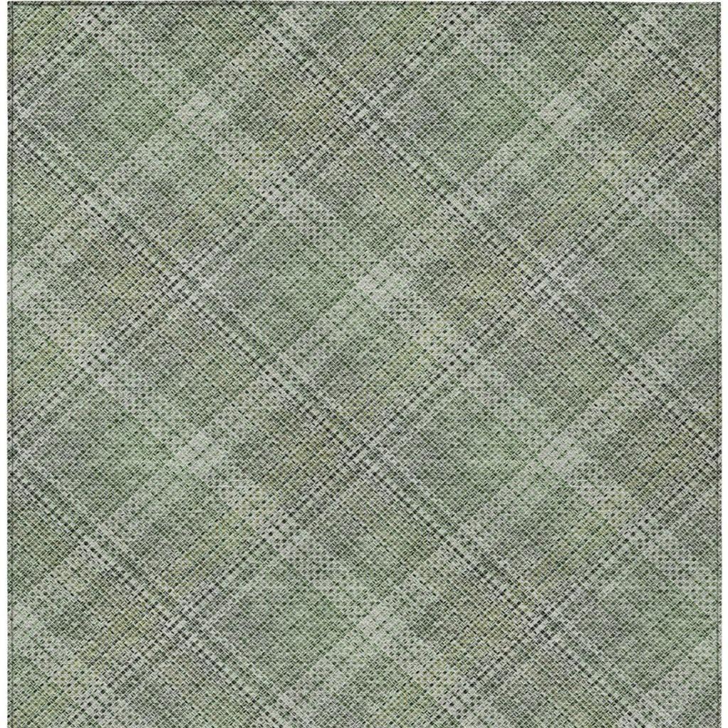 5' X 8' Green And Beige Plaid Washable Indoor Outdoor Area Rug Homeroots Outdoor