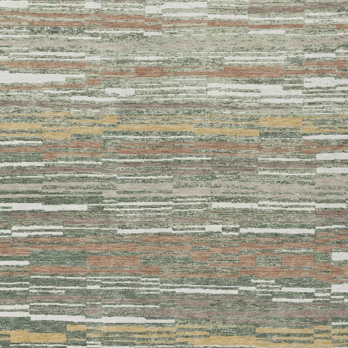 5' X 8' Green And Beige Striped Washable Indoor Outdoor Area Rug Homeroots Outdoor