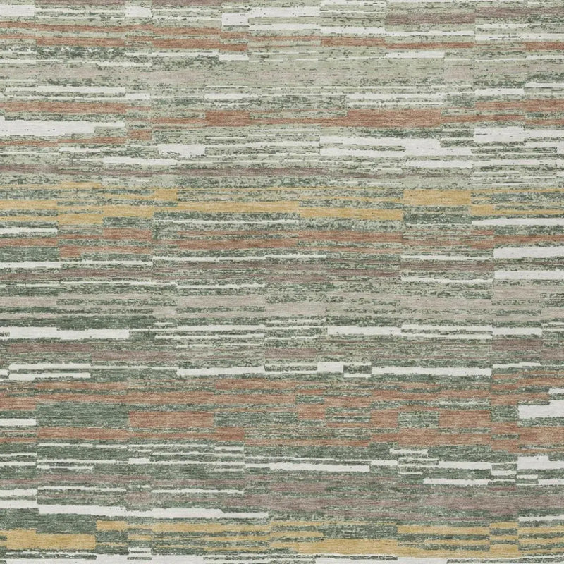 5' X 8' Green And Beige Striped Washable Indoor Outdoor Area Rug Homeroots Outdoor