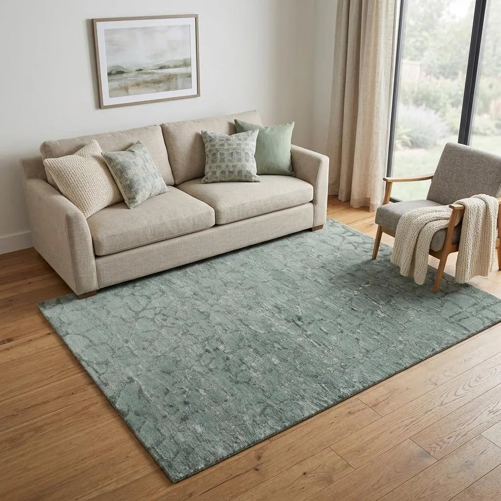 5' X 8' Green And Blue Abstract Hand Knotted Area Rug Homeroots Home Decor