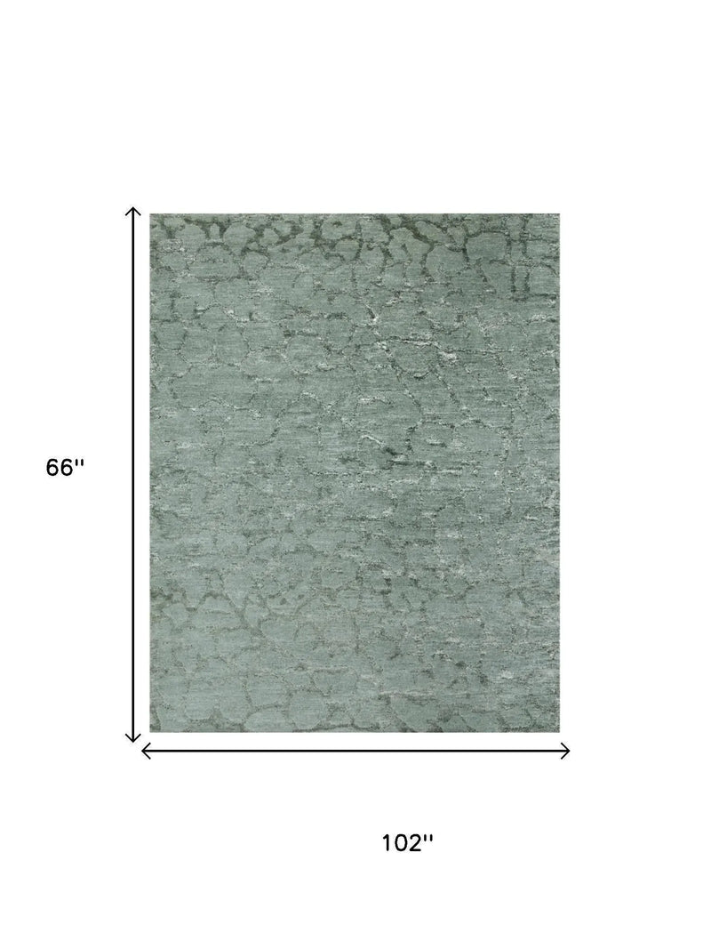5' X 8' Green And Blue Abstract Hand Knotted Area Rug Homeroots Home Decor