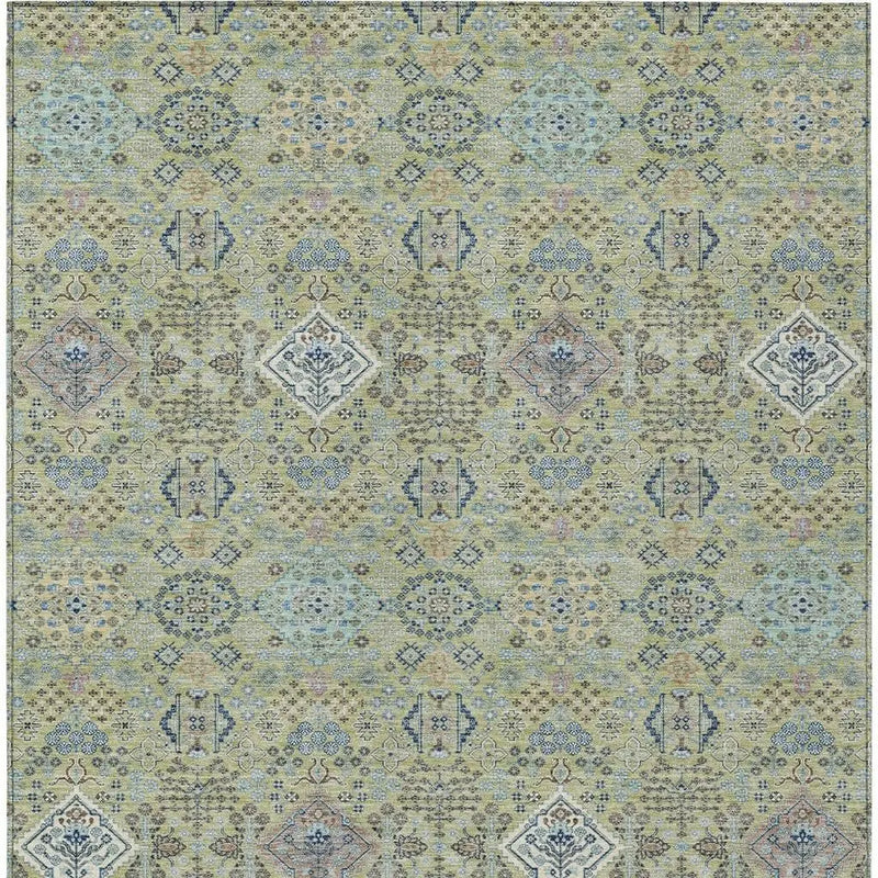 5' X 8' Green And Blue Oriental Washable Indoor Outdoor Area Rug Homeroots Outdoor